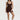 Sleek short jumpsuit brown in model front view - JUV