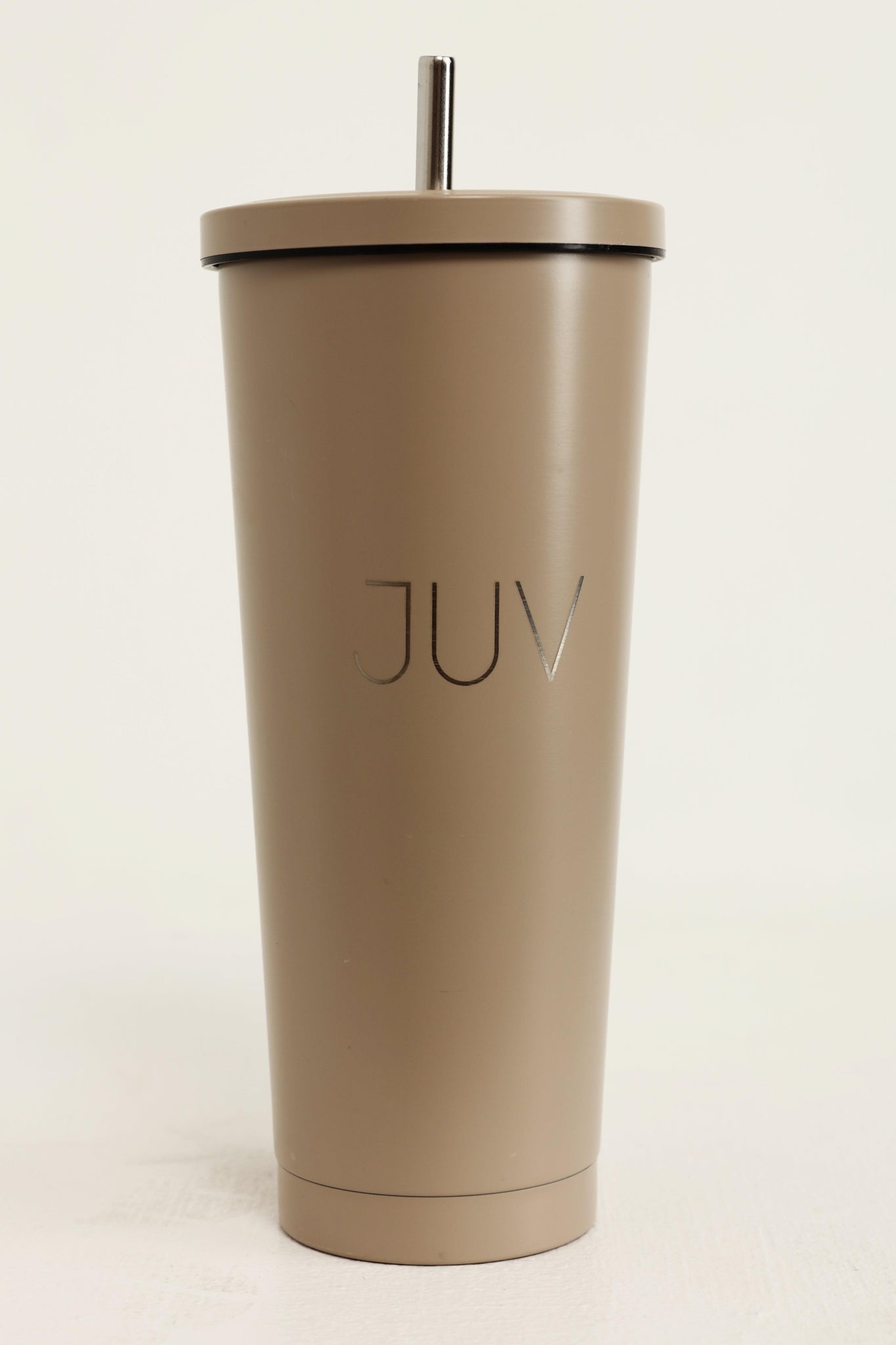 JUV lady thermal cup in cream, front view.