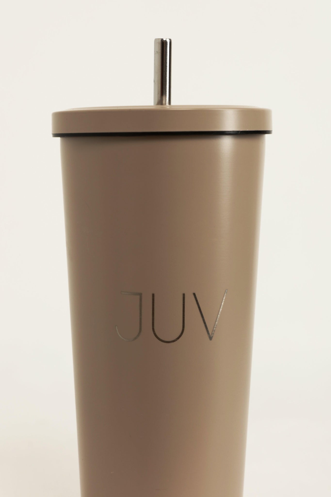 JUV lady thermal cup in cream, close up  front view.