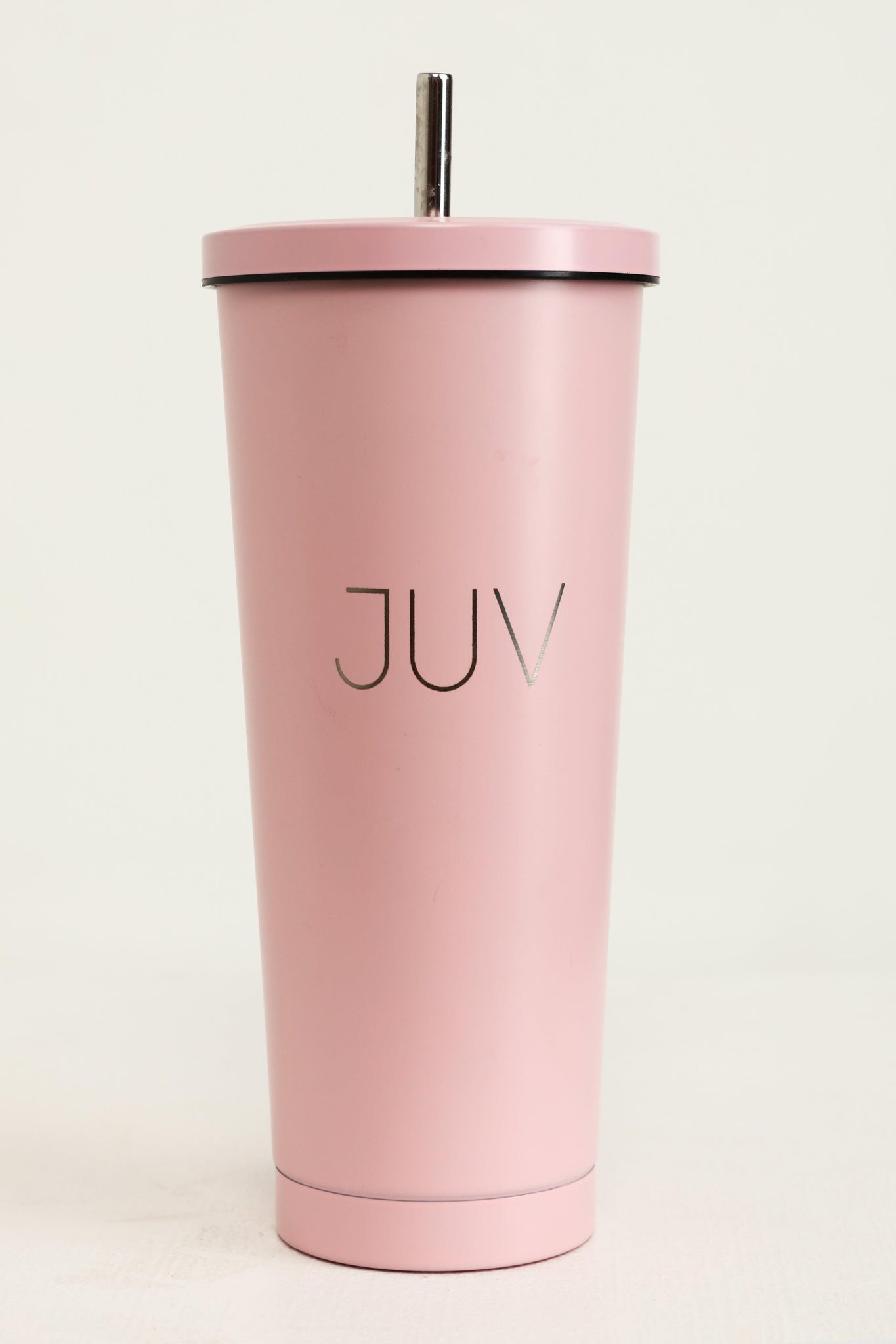 JUV lady thermal cup in pink, front view.